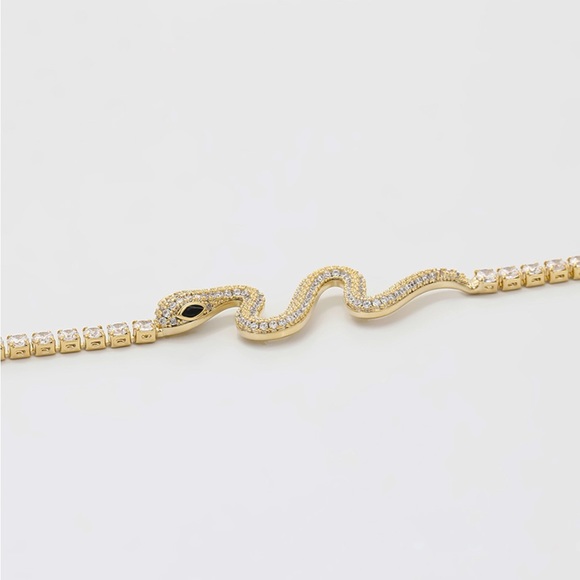 Snake Tennis Bracelet 14k Gold Plated | Luxury Jewelry - Picture 4 of 10